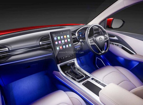 android, 2022 mg hector new gen interiors – dual tone white and black