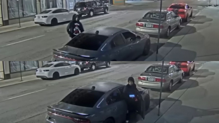 downtown detroit dodge challenger theft caught on camera