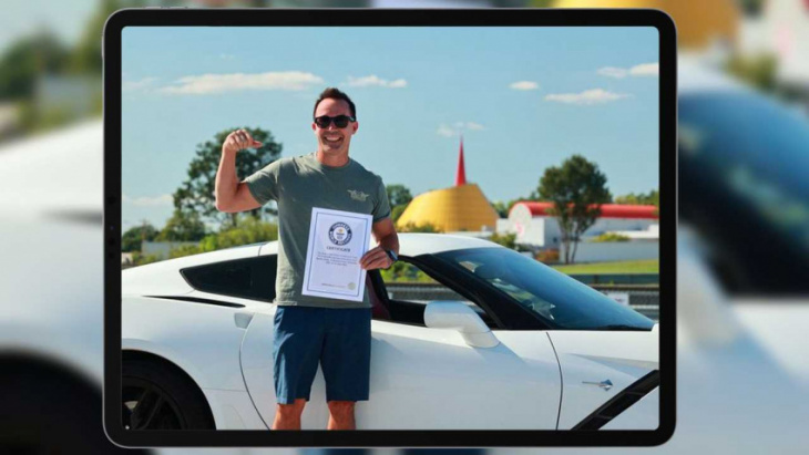 c7 corvette driver sets a guinness world record for driving backwards