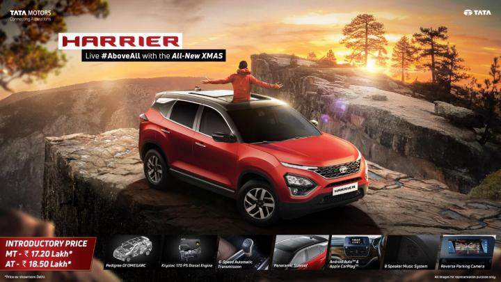 android, tata harrier xms & xmas trims with panoramic sunroof launched