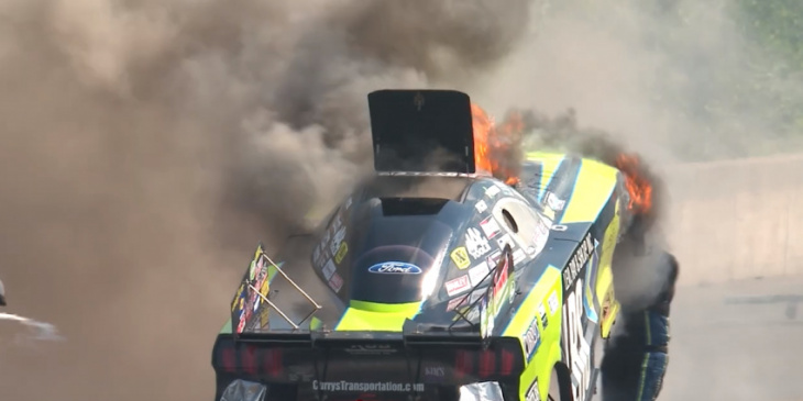 video: nhra funny car’s tim wilkerson escapes burning funny car