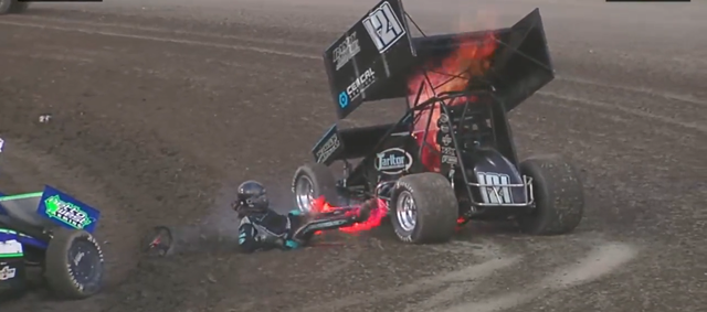 this terrifying sprint car fire is every racer's worst nightmare