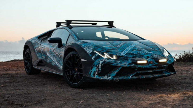 lamborghini huracan sterrato teaser shows off-roader playing in the sand