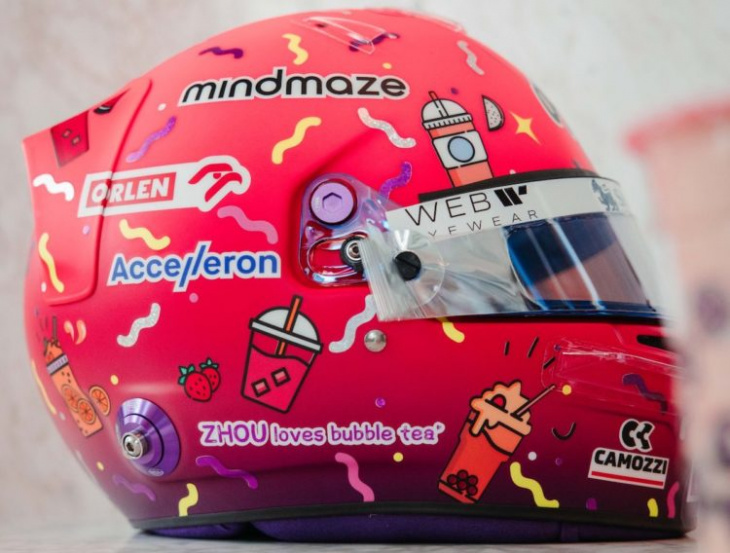 zhou unveils flashy helmet livery for singapore gp