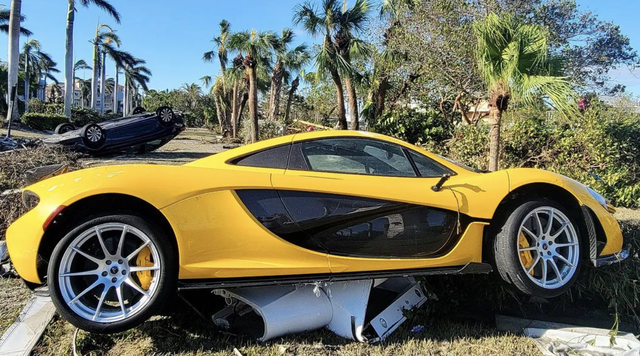 a mclaren p1 was ripped out of a garage by hurricane ian