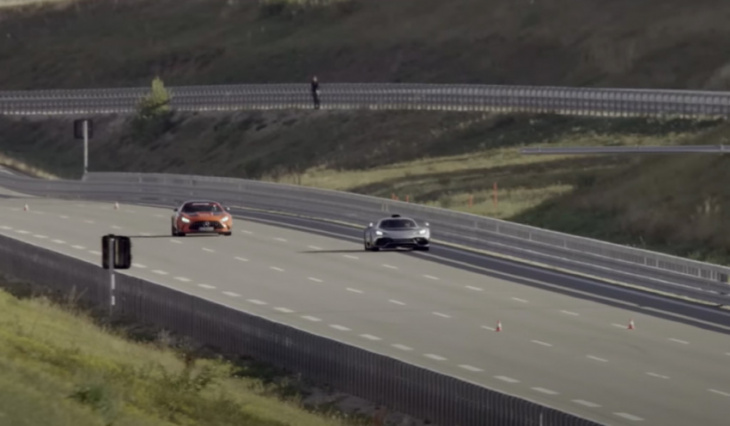 mercedes-benz amg one goes up against the gt black series in a drag race