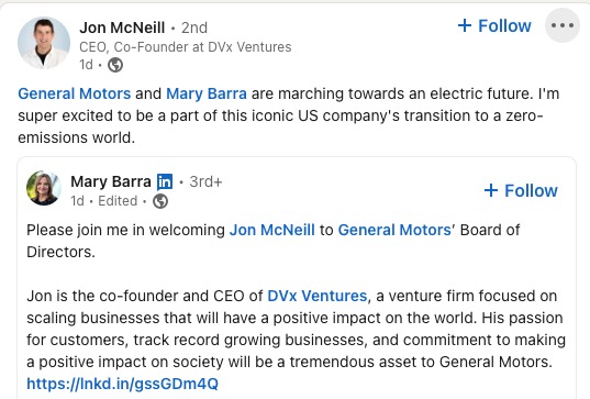ex-tesla exec joins general motors’ board: ‘gm & mary barra are marching towards an electric future’