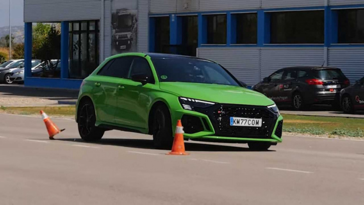 2022 audi rs3 is stable but a bit slow in the moose test