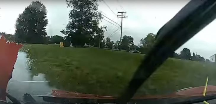 c8 corvette rental car driver smashes into pole after illegal pass
