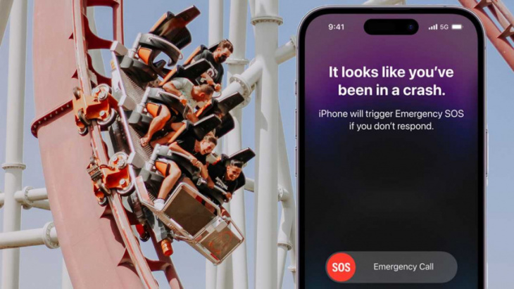 apple iphone crash detection triggers alert on a roller coaster