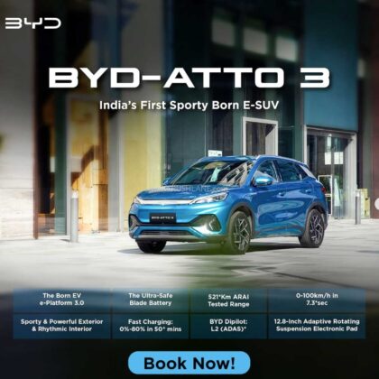 android, byd atto 3 electric suv launched – adas, 7 airbags, arai range