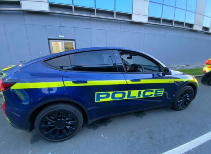 tesla model y police vehicle spotted pulling drivers over in liverpool