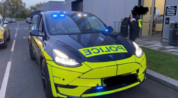 tesla model y police vehicle spotted pulling drivers over in liverpool