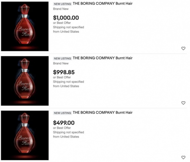 scalpers selling the boring company ‘burnt hair’ perfume for as high as $1k on ebay