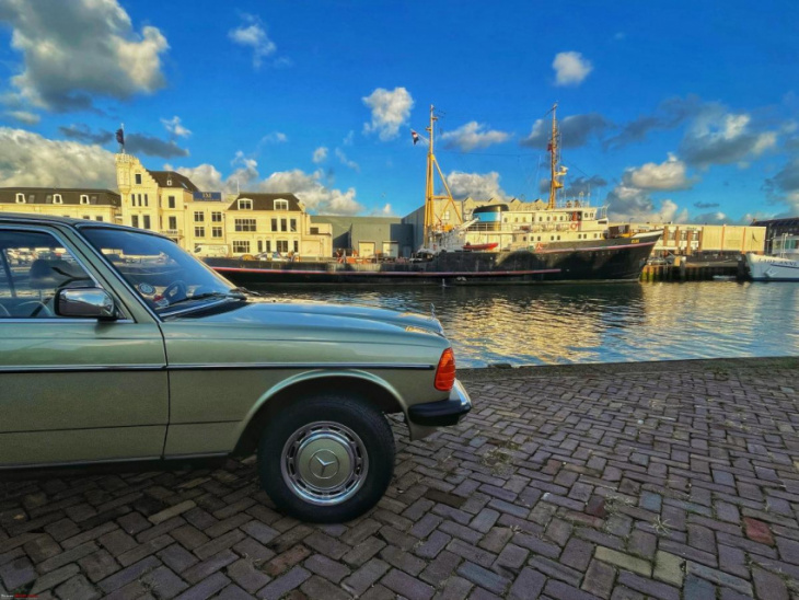 driving my mercedes w123 to netherlands for a day of sailing in a tug