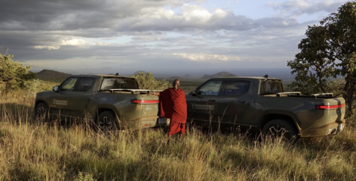 rivian r1t electric pickups are in africa to help with conservation efforts