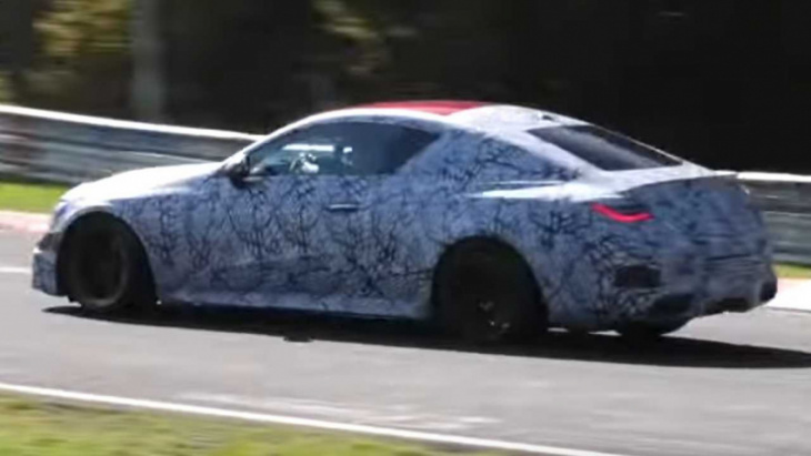 2023 mercedes-amg cle 63 spied on video squealing at the nurburgring