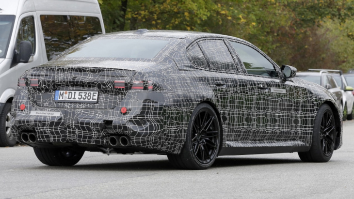 new bmw m5 hybrid spotted testing on the road