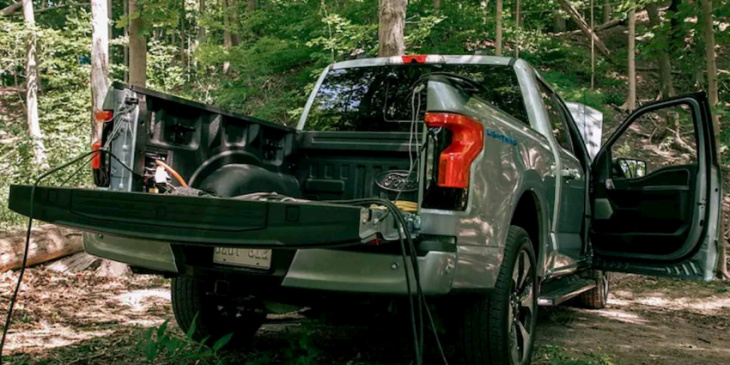 ford electric vehicles, including f-150 lightning and e-transit, used to make a movie