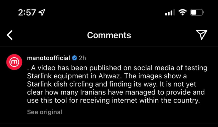 video of starlink terminal in iran shared on instagram