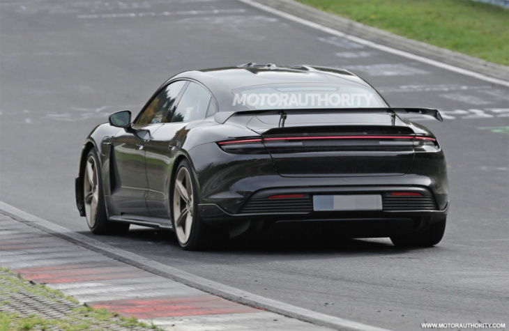 porsche spotted testing possible plaid-topping taycan