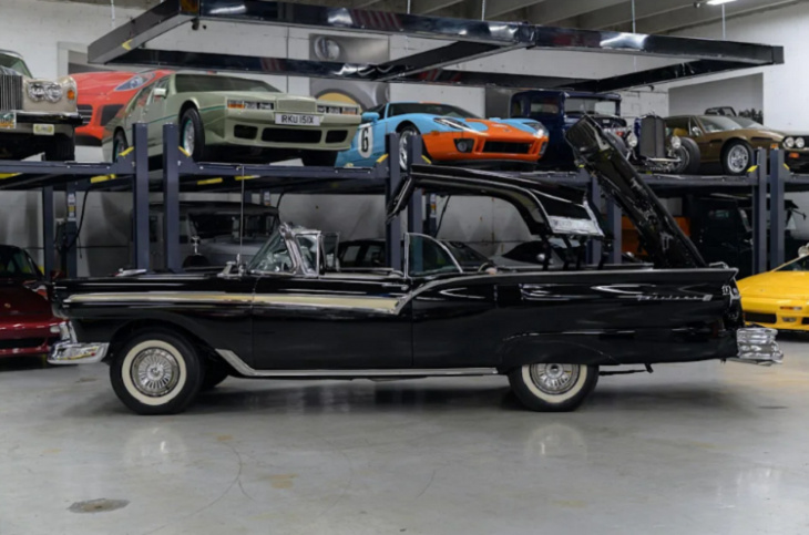 57 ford fairlane 500 skyliner sports equipped with a super rare engine