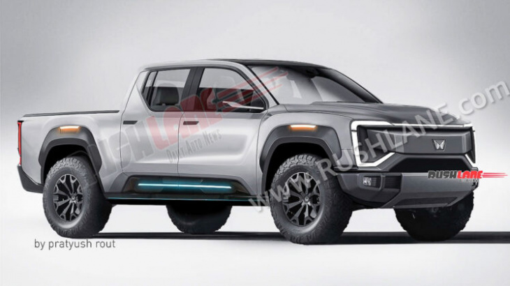 mahindra electric pickup truck render – based on new design language