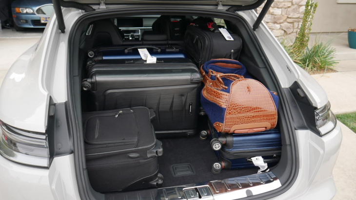 porsche panamera sport turismo luggage test: how much cargo space?