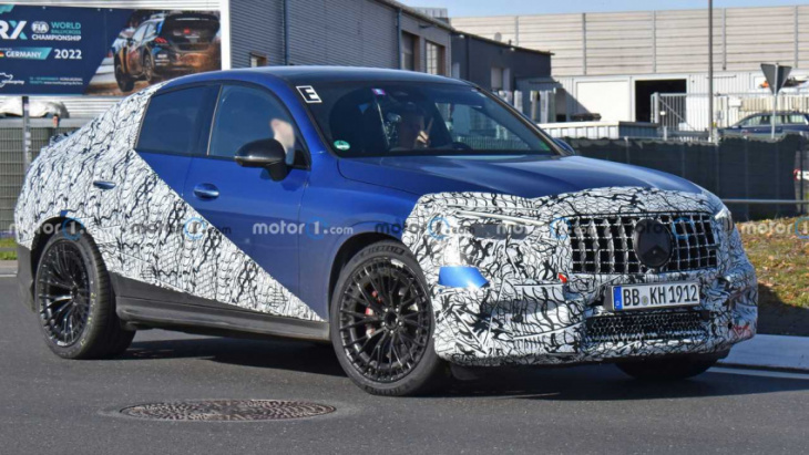 mercedes-amg glc 63 coupe spied previewing sleek, performance suv