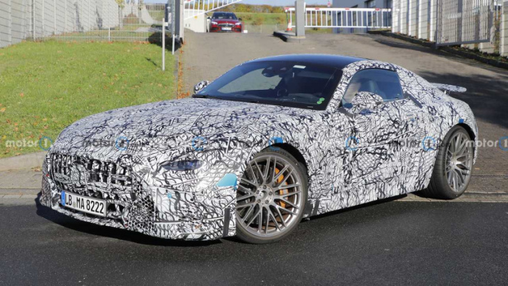 2023 mercedes-amg gt coupe edition 1 spied with aero upgrades