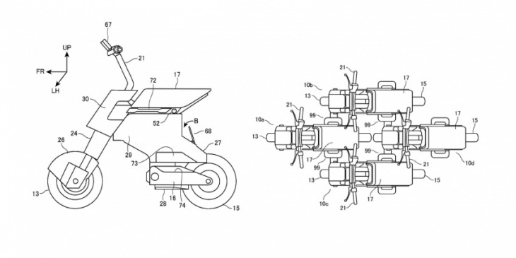 honda patents this teeny tiny electric motorcycle that snaps together with others like transformers
