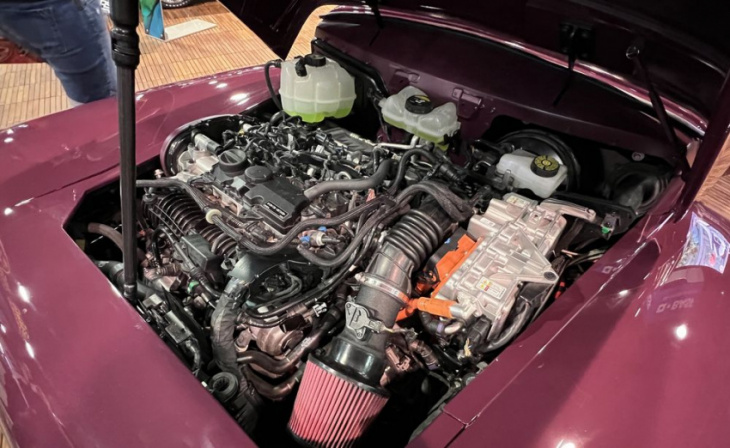 volvo s60 recharges a classic 1961 pv544, reveals it to applause at sema 2022