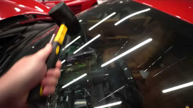 watch guys shatter a ferrari 458 windshield