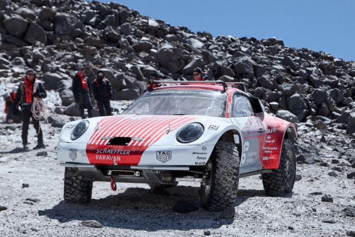 porsche tests safari-style 911 prototypes on the side of a volcano in chile