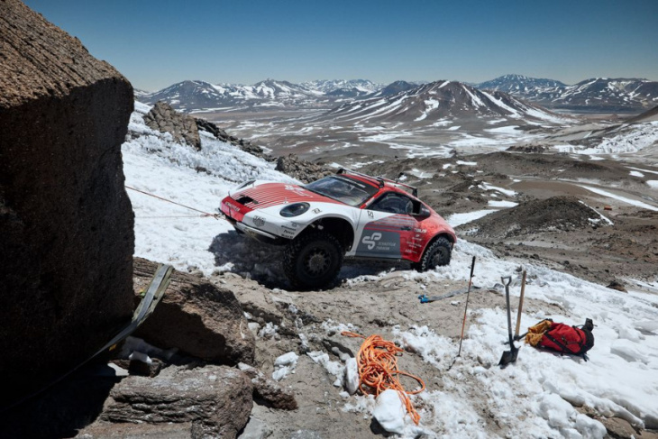 porsche tests safari-style 911 prototypes on the side of a volcano in chile