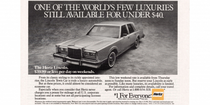 rent a new 1983 lincoln town car for just $39.99 a day