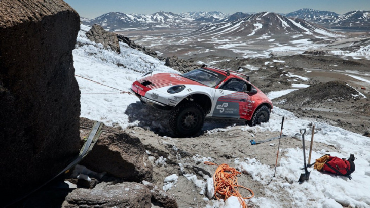 porsche goes volcano-climbing with ‘experimental’ 911 off-roader with portal axles and ‘warp-connecter’