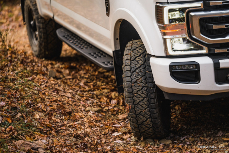 nitto recon grappler 1,000 mile review: oem+ all terrain tires for the ford f-250 tremor