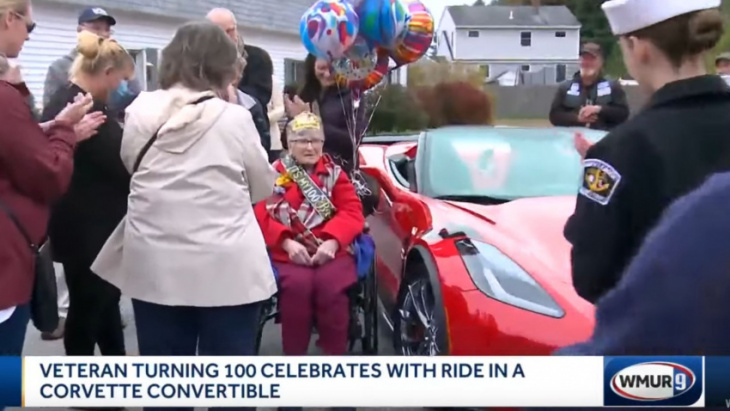 veteran rides in corvette for 100th birthday
