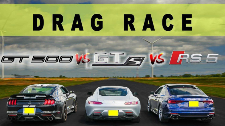 ford mustang gt500 drag races mercedes-amg gts and audi rs5