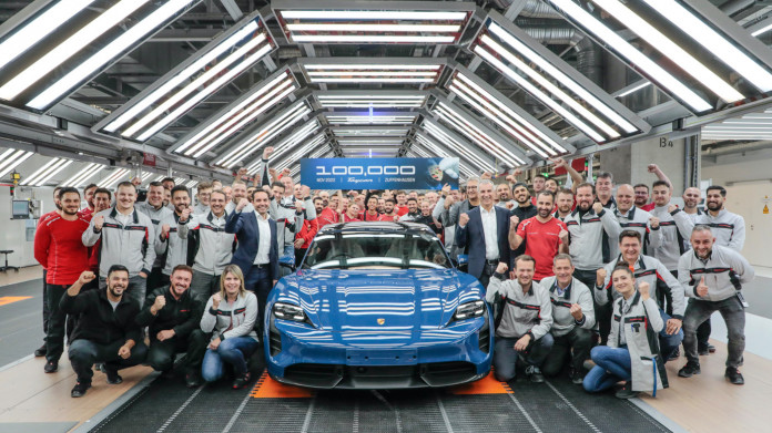 porsche has just made its 100,000th taycan, three years after start of production