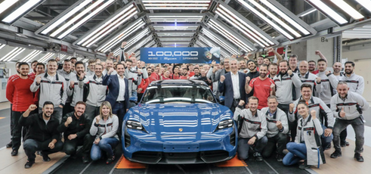 porsche has produced its 100,000th taycan electric car