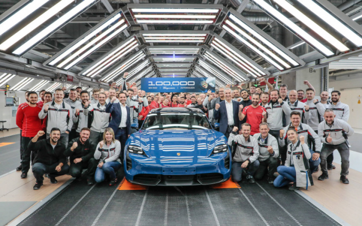 android, 100,000th porsche taycan rolling off the line is a major milestone
