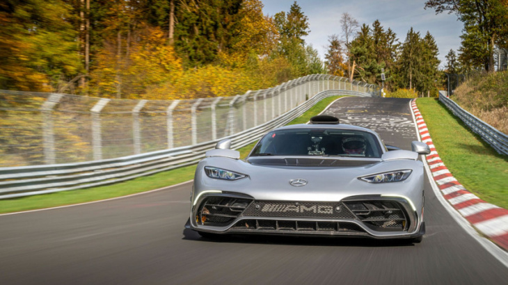 mercedes-amg one claims the title as the fastest production car to lap the nurburgring.