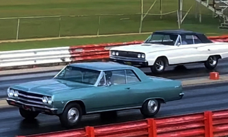fun 1/4 mile race – ’65 chevy malibu 327 with 300hp takes on ’67 dodge coronet 440 with 370hp