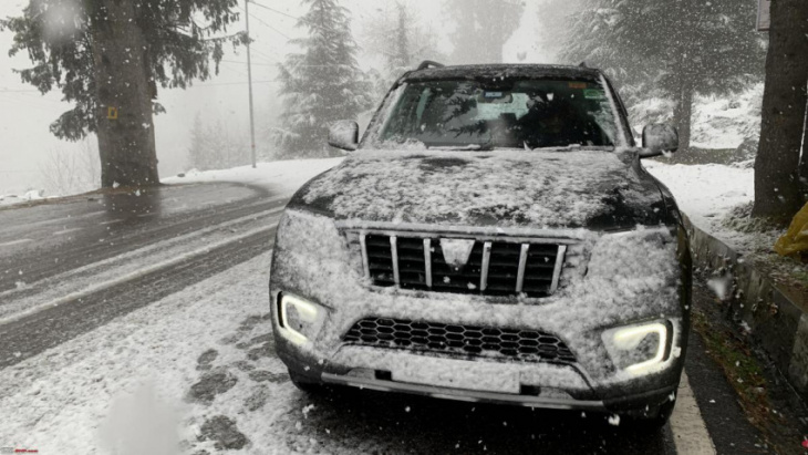 mahindra scorpio-n 4x4 drives over snow: day trip from naggar to sissu