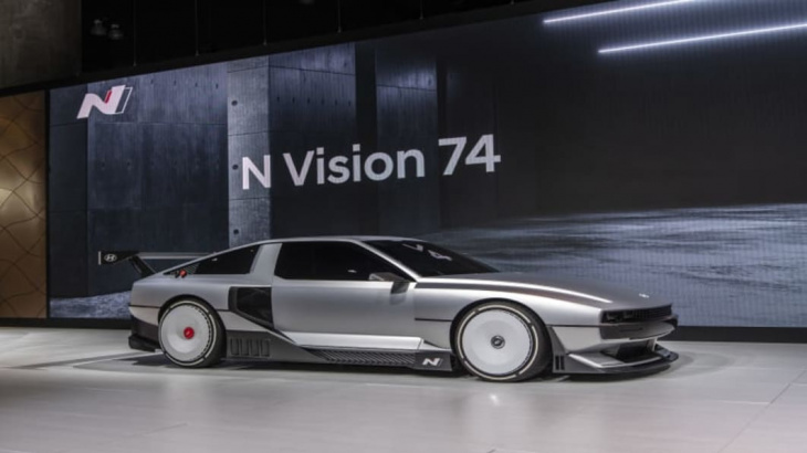 how the hyundai n vision 74, 1974 pony coupe concept and delorean dmc-12 intersect