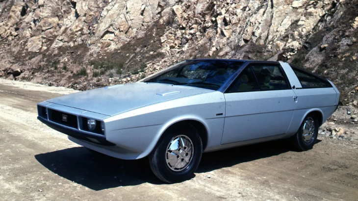 how the hyundai n vision 74, 1974 pony coupe concept and delorean dmc-12 intersect