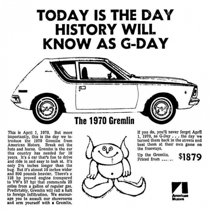 everyone said the amc gremlin was a joke: ford and chevrolet weren’t laughing