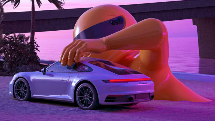 porsche embraces its inner child with giant driver statue for art basel